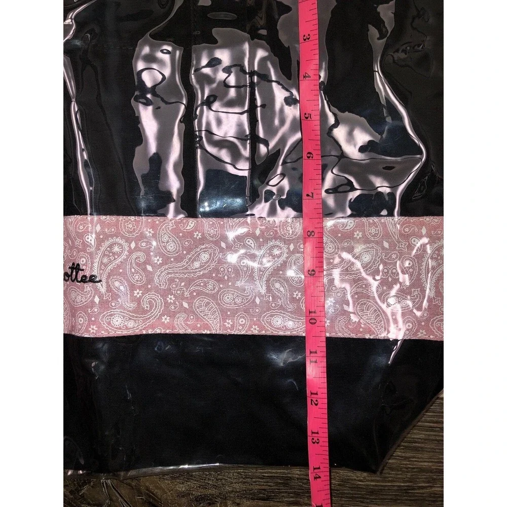 Clottee By Clot Tote Bag‎ Beach Poolside Black Pink Paisley Embroidered NEW